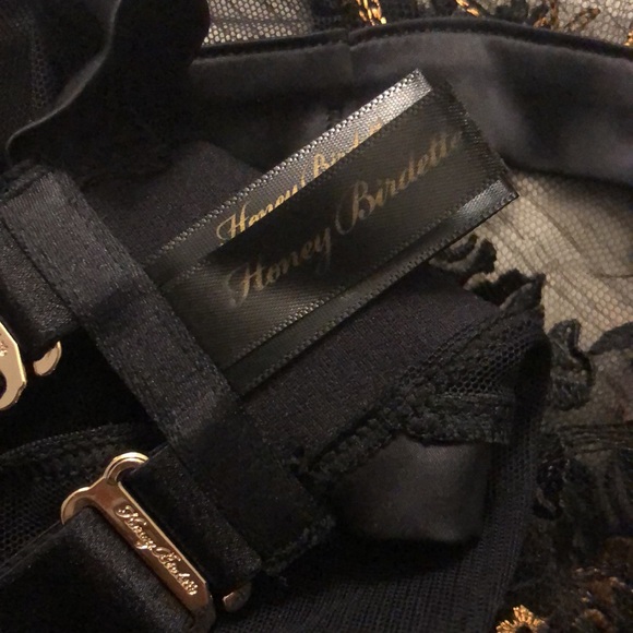 Honey birdette amber shimmer bodysuit embroidered gold floral Size XS - Picture 11 of 14